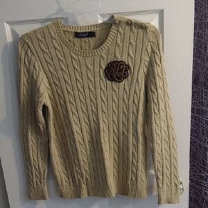 Lauren Ralph Lauren Gold Cable Knit Sweater